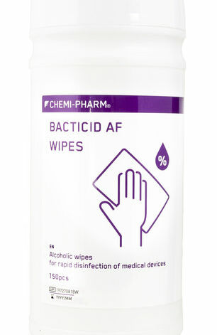 Chemi-Pharm Bacticid AF Wipes Alkoholiskie salvetes medicīnisko ierīču ātrai dezinfekcijai