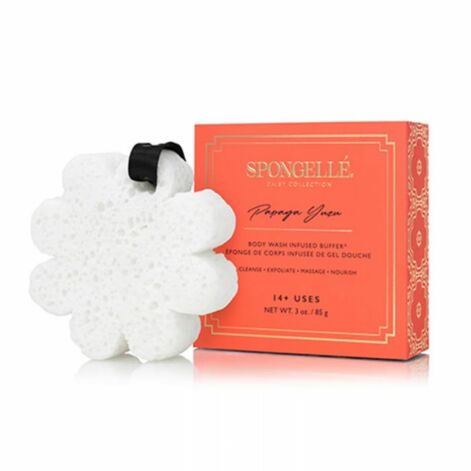 Spongelle Boxed Flower White Papaya Yuzu Suihkugeelillä infusoitu pesusieni