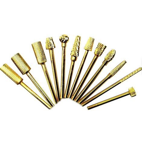 Nail drill set, golden, 12pc.