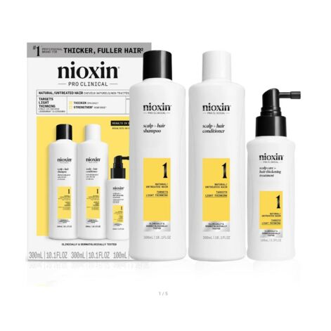 Nioxin Pro Clinical System 1 Scalp Care Kit For Natural Hair, Трехкомпонентный Уход За Кожей Головы И Лечение Волос