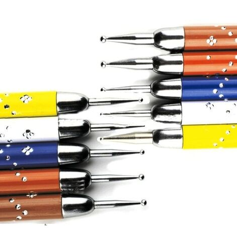 Kiveillä pistekynä, kynsi koristelu väline 5kpl set., kaksisuuntainen taide Nail Art puikko