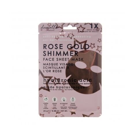 Danielle Rose Gold Shimmer Face Sheet Mask With Hyaluronic Acid, Kangasmask